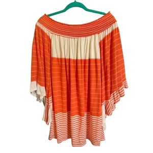 VaVa by Joy Han Womens Off the Shoulder Tunic Dress Bell Sleeve Size XS Orange